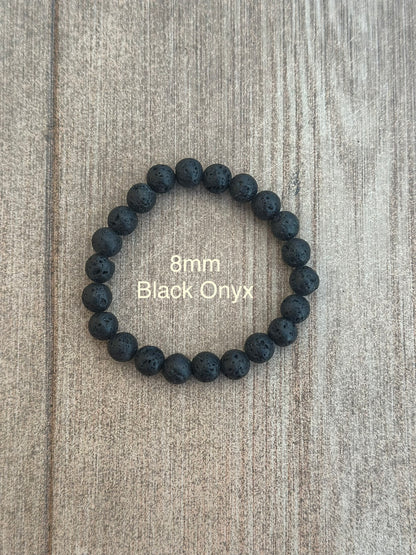 Grounding Energy- Black Onyx + Black Lava Bead Bracelet