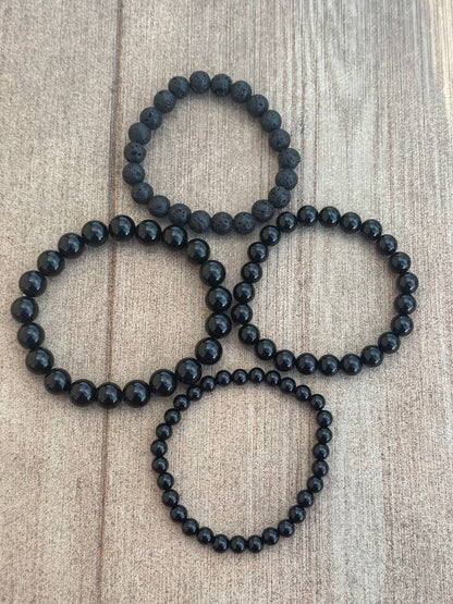 Grounding Energy- Black Onyx + Black Lava Bead Bracelet