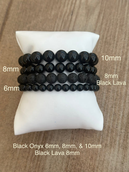 Grounding Energy- Black Onyx + Black Lava Bead Bracelet