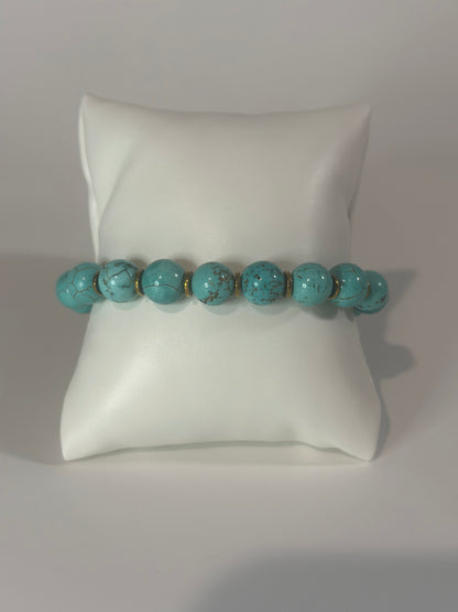 Healing + Communication-Turquoise Bead Bracelet 10mm