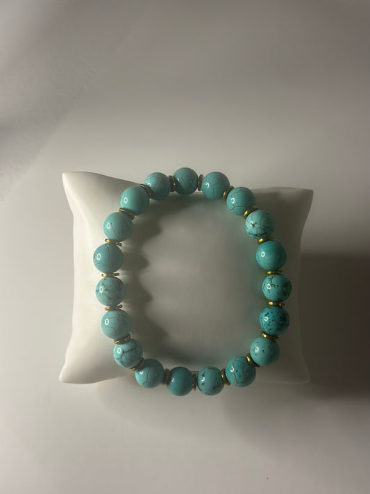 Healing + Communication-Turquoise Bead Bracelet 10mm