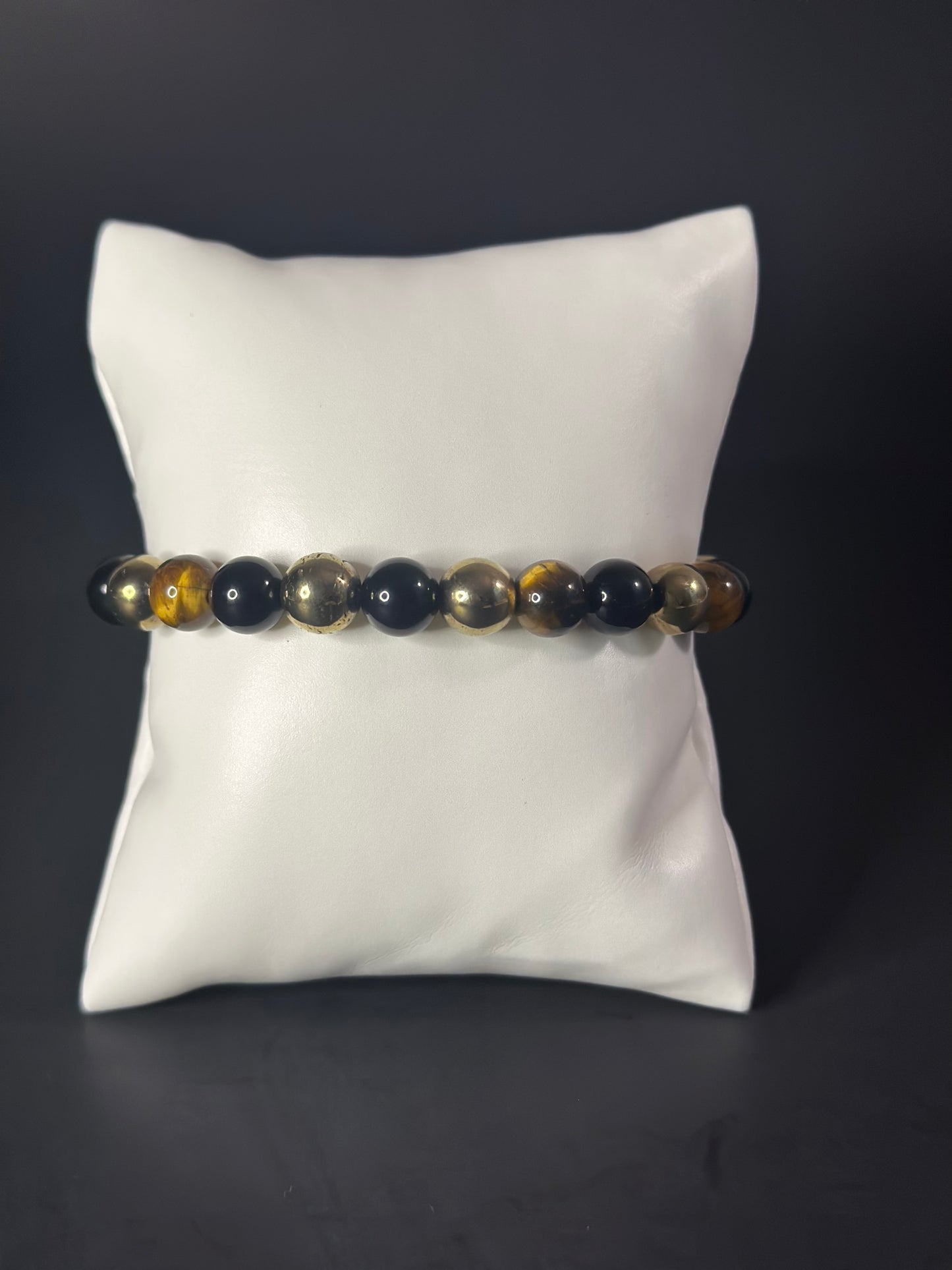 Triple Protection, Gold Hematite, Black Onyx, Tiger’s Eye