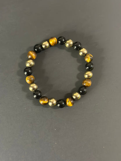 Triple Protection, Gold Hematite, Black Onyx, Tiger’s Eye