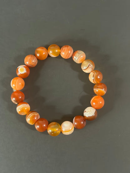 Energy + Vitality-Carnelian Bead Bracelet 10mm